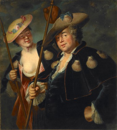 Couple costumé en pèlerin et en lingère